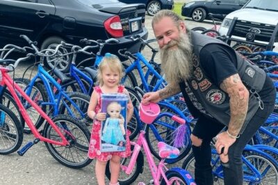 The Day the Street-Hardened Biker with a Patch-Covered Vest Heard My Daughter’s Heartbreak in Aisle 5: A True Story of How One Act of Unseen Kindness Rescended a Mother’s Guilt and Unlocked a Chain of Miracles That Proved the World Isn’t as Cold as My Empty Wallet Made It Seem—You Won’t Believe What He Brought For Her Sixth Birthday.