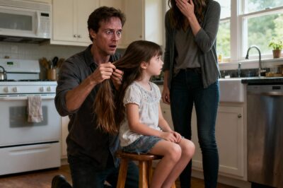 His hands started shaking. He was just giving our 8-year-old her routine trim, just like he always did after a trip. “Come here,” he whispered, his voice trembling as all the color drained from his face. What my husband found hidden in our daughter’s hair was worse than any parent’s nightmare. It wasn’t a disease. It was a monster we had trusted every single day.