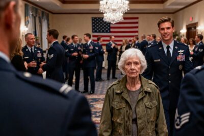 I Was Just an Old Woman in a Faded Jacket at an Elite Air Force Gala. A Smug Colonel Decided to Humiliate Me in Front of Everyone, Calling My Jacket “Rags.” He Sneered at the Strange Patch on My Sleeve. Then, a 4-Star General Saw It, His Face Went White, and He Saluted Me with Tears in His Eyes. What He Said Next Silenced the Entire Room.
